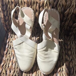 Lucky Brand Rifka Natural Canvas Slingback Espadrilles Flat Shoes Size 6.5